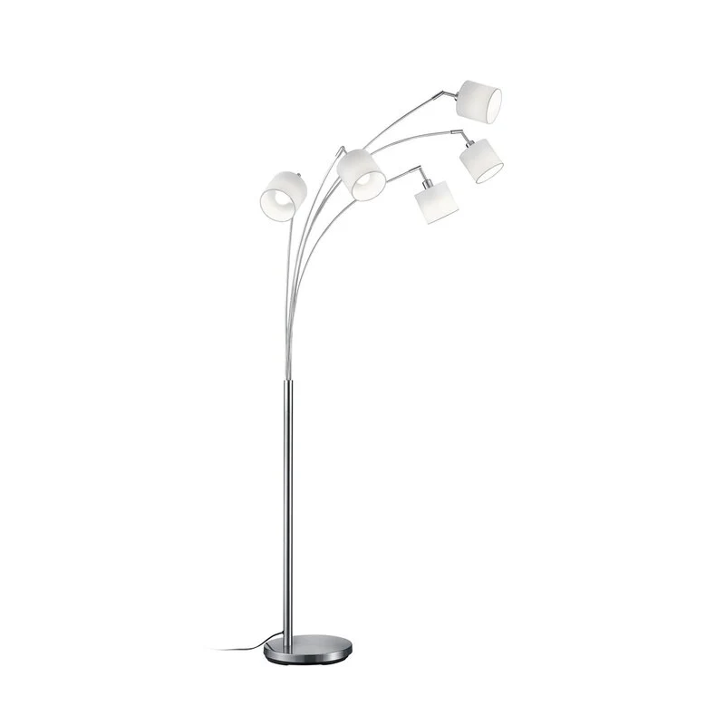B-Ware Reality Stehlampe Stehleuchte Tommy nickel weiß Stoff Standleuchte H200cm 5-flg