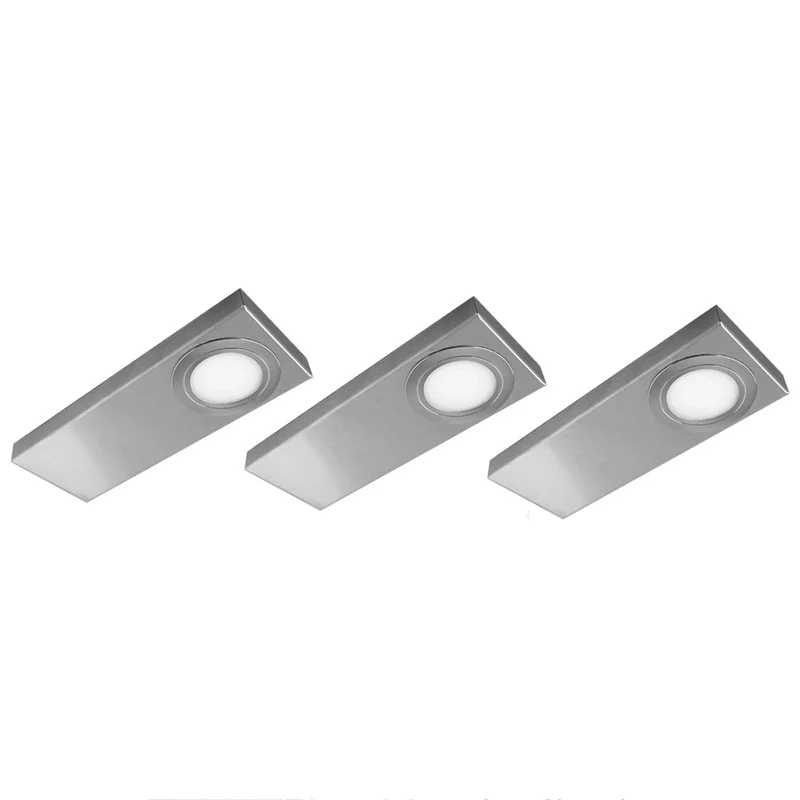 B-Ware Evotec Unterbauleuchte Unterschrankleuchte LED Edelstahl Weiss Schalter 3er-Set