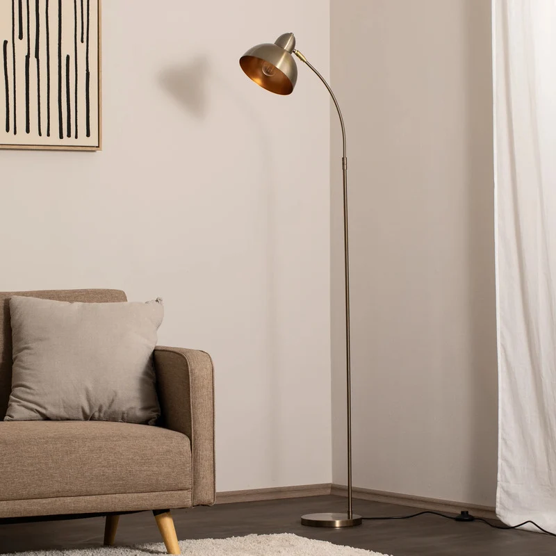 B-Ware Stehleuchte Lampe Varzan Metall Gold E27 LED Standlampe Wohnzimmer Flur 162 cm
