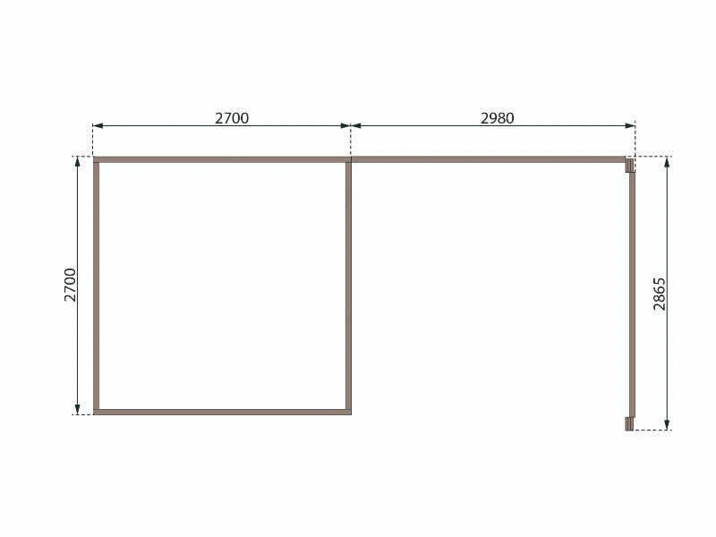 Karibu Gartenhaus Kastorf 6 - terragrau mit Anbaudach 3,2 m und 28 mm Seiten- und Rückwand