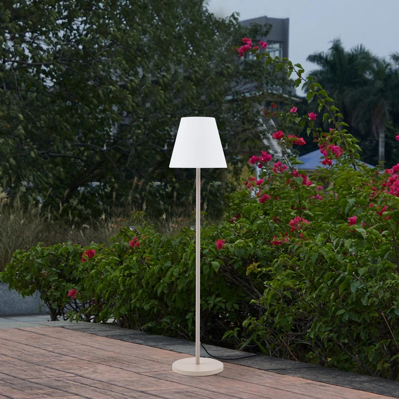 B-Ware Lucande Terrassenleuchte Außenlampe Jaimy beige Metall 150 cm E27 Fassung