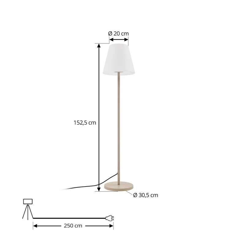 B-Ware Lucande Terrassenleuchte Außenlampe Jaimy beige Metall 150 cm E27 Fassung