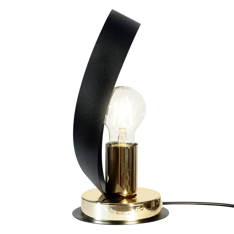 B-Ware Euluna Tischleuchte Lampe Petla schwarz gold Metall Ø 19 cm Spot Leuchte Licht