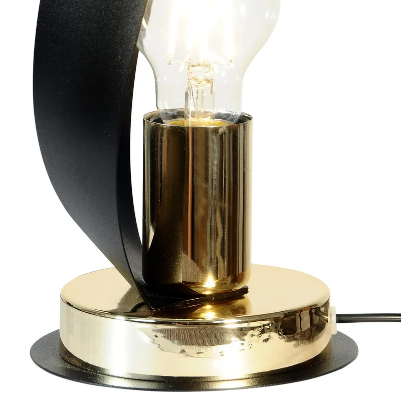 B-Ware Euluna Tischleuchte Lampe Petla schwarz gold Metall Ø 19 cm Spot Leuchte Licht
