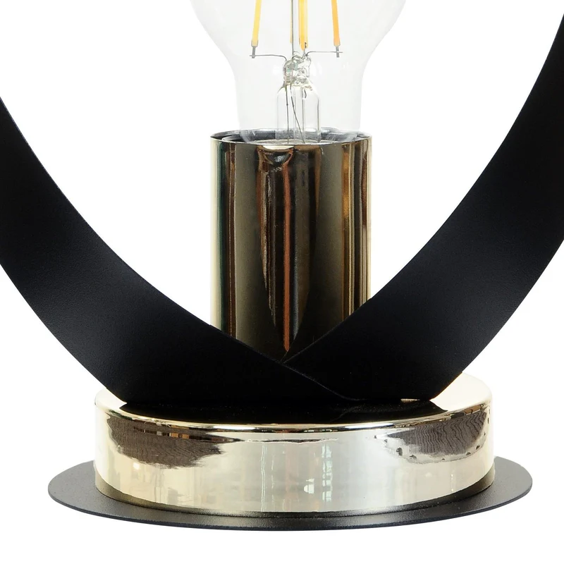 B-Ware Euluna Tischleuchte Lampe Petla schwarz gold Metall Ø 19 cm Spot Leuchte Licht