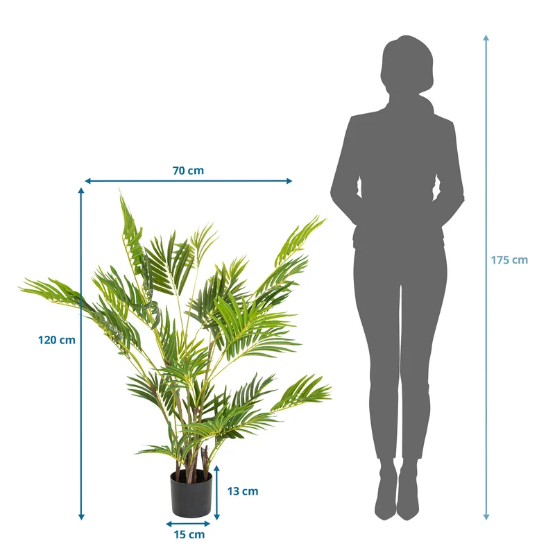 B-Ware hjh OFFICE Kunstpflanze Kunstbaum Areca Palme grün 120cm Kunstpflanze hjh OFFICE