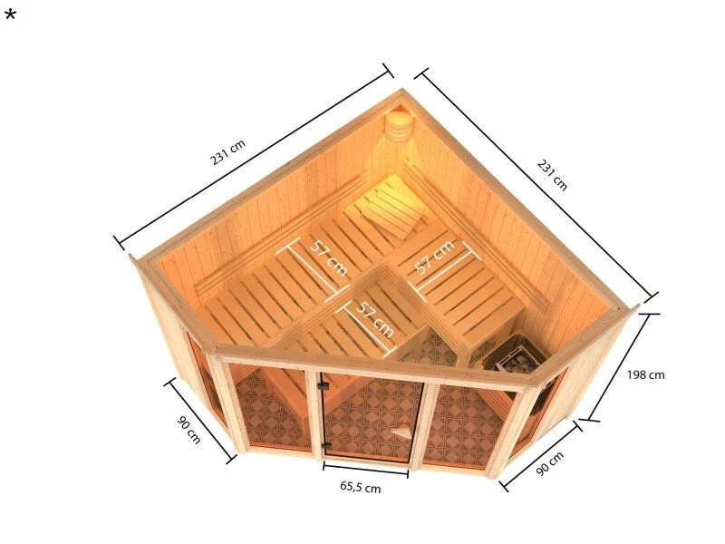 Karibu Sauna Alcinda ohne Ofen 68 mm