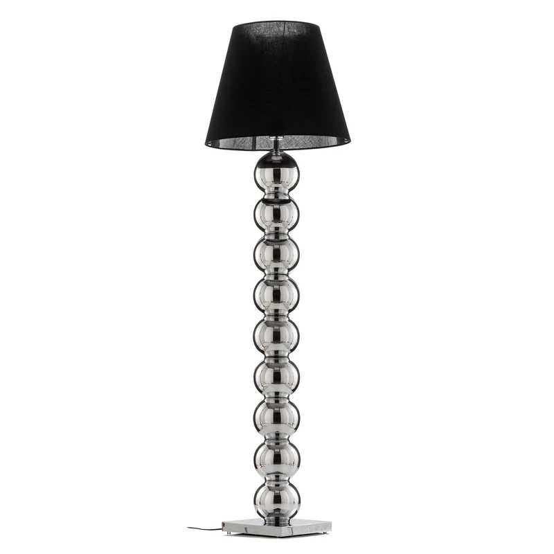 B-Ware Textil-Stehlampe Fulda Schirm schwarz Fuß chrom Stehleuchte Lampe Leuchte Spot