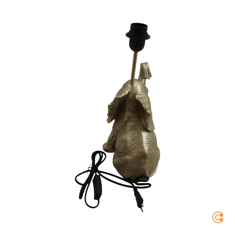 B-Ware KARE Tischleuchte Lampe Happy Elefant Schirm Leuchte Schwarz Gold Kunstharz