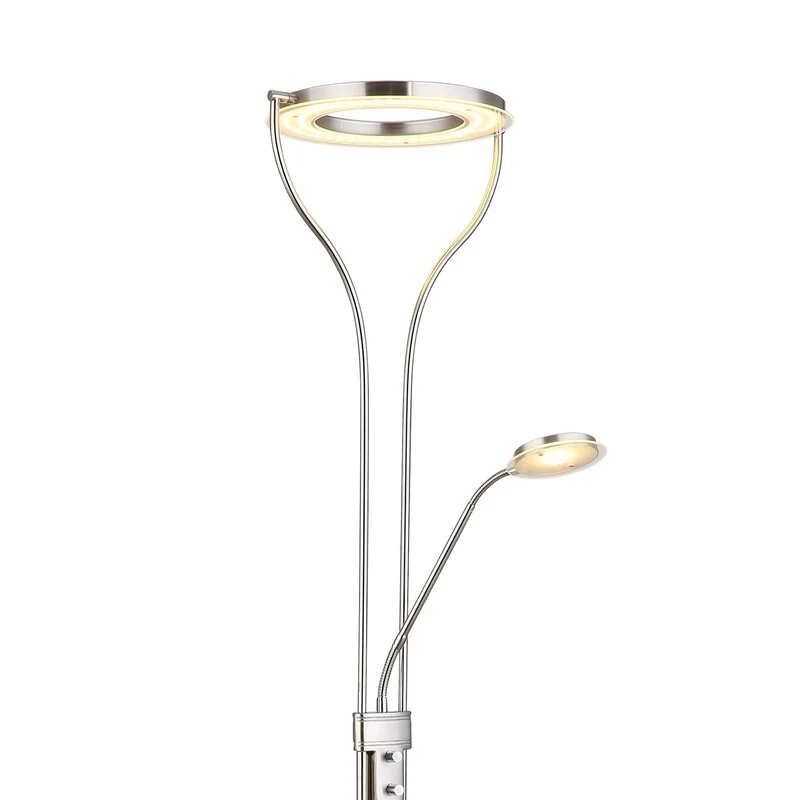 B-Ware Globo LED-Stehlampe Ebro Stehleuchte Standlampe Höhe 194 cm nickelfarben 2-flg.