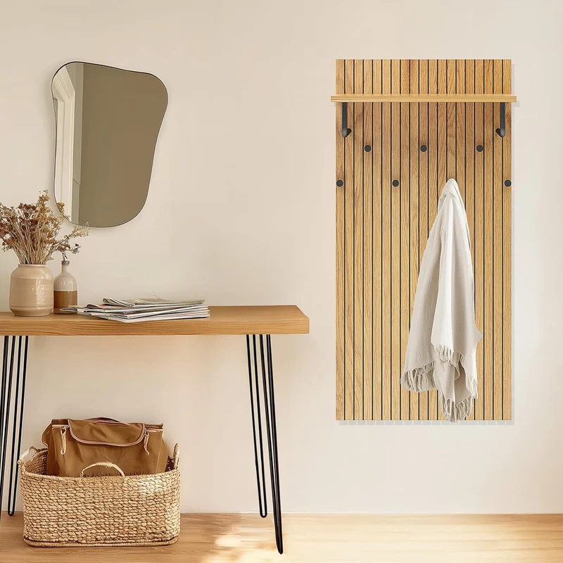 B-Ware hjh LIVING Wandgarderobe Garderobenleiste LINNO SPACE Eiche Schwarz MDF Ablage