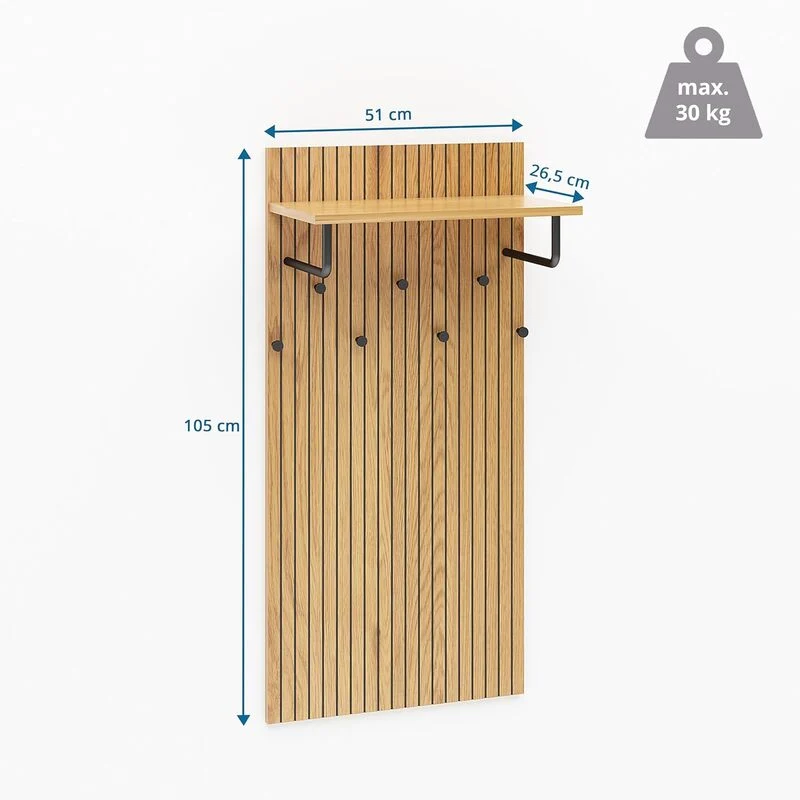 B-Ware hjh LIVING Wandgarderobe Garderobenleiste LINNO SPACE Eiche Schwarz MDF Ablage