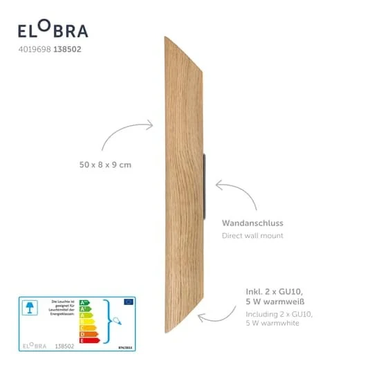 B-Ware Elobra LED-Wandleuchte Wandleuchte Leuchte Lampe Indoorlampe Colombia Eiche natu