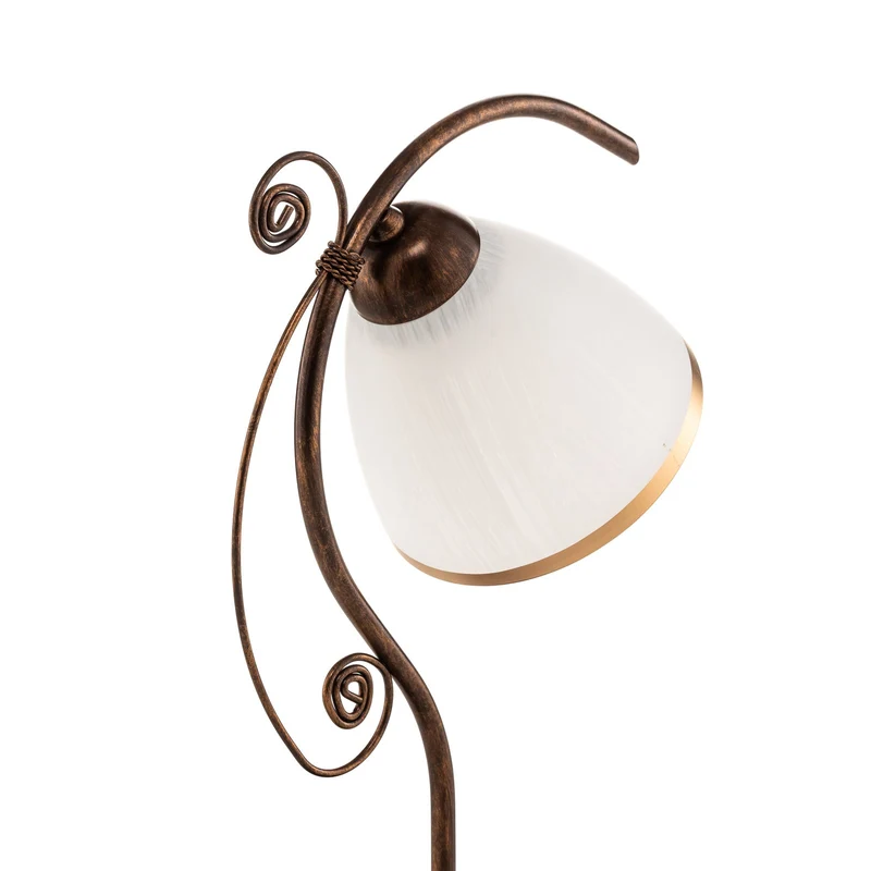 B-Ware Lamkur Tischleuchte Tischlampe Roma Metall Glas weiß braun Schalter E27 LED 39cm