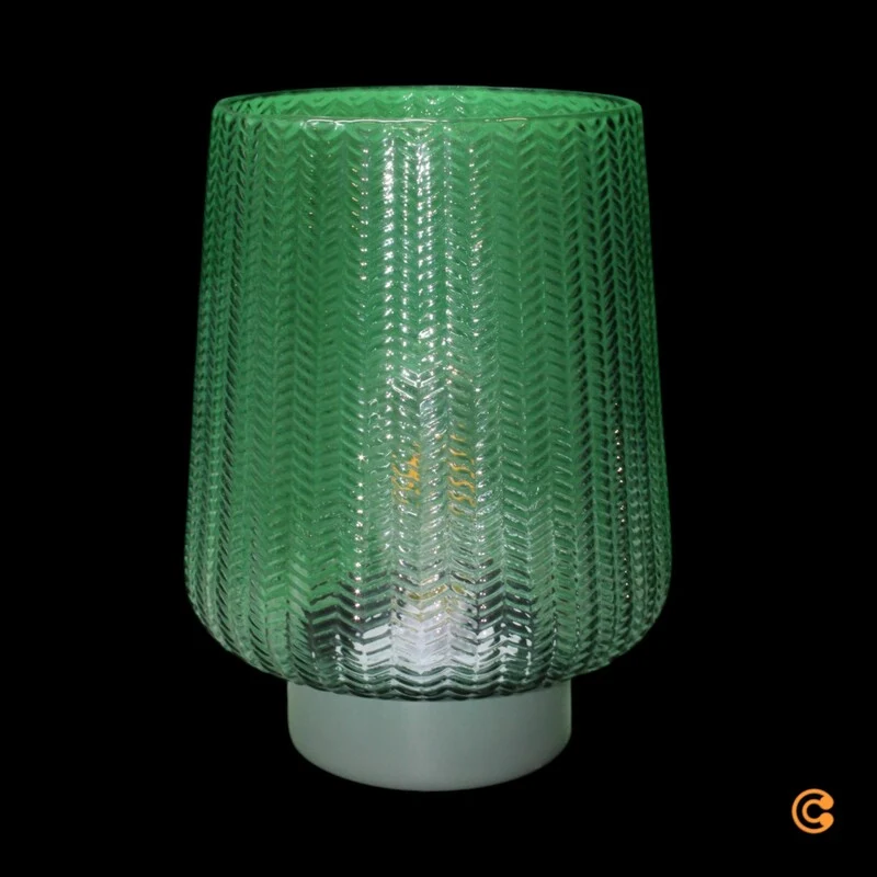 B-Ware Pauleen Tischleuchte Lampe E27 LED türkis Metall Glas Batteriebetrieb Schalter