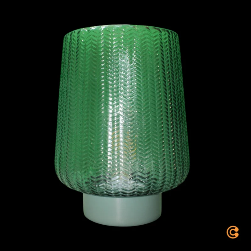 B-Ware Pauleen Tischleuchte Lampe E27 LED türkis Metall Glas Batteriebetrieb Schalter