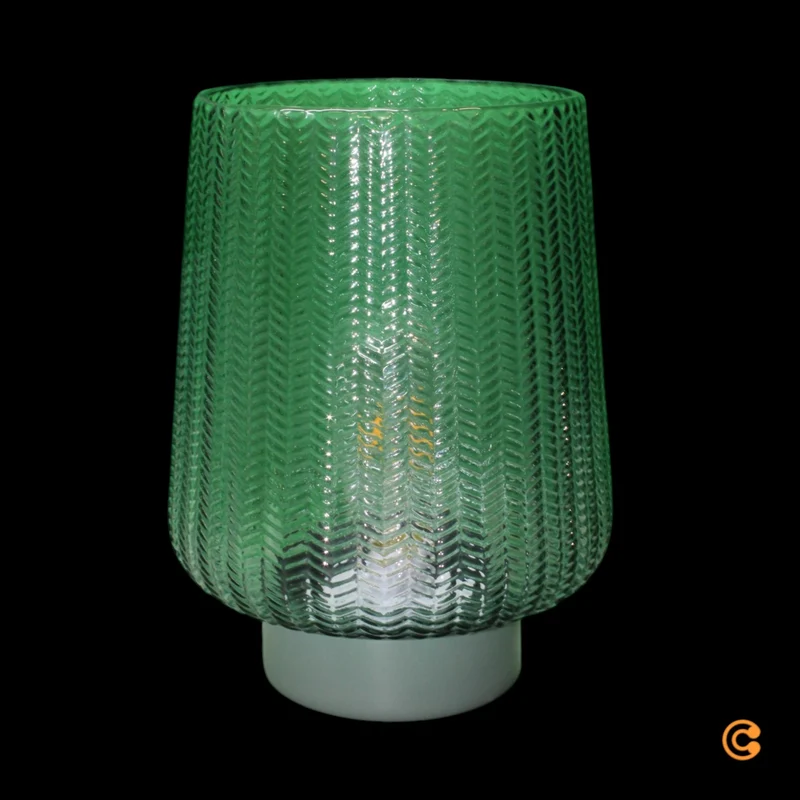 B-Ware Pauleen Tischleuchte Lampe E27 LED türkis Metall Glas Batteriebetrieb Schalter