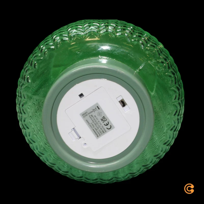 B-Ware Pauleen Tischleuchte Lampe E27 LED türkis Metall Glas Batteriebetrieb Schalter