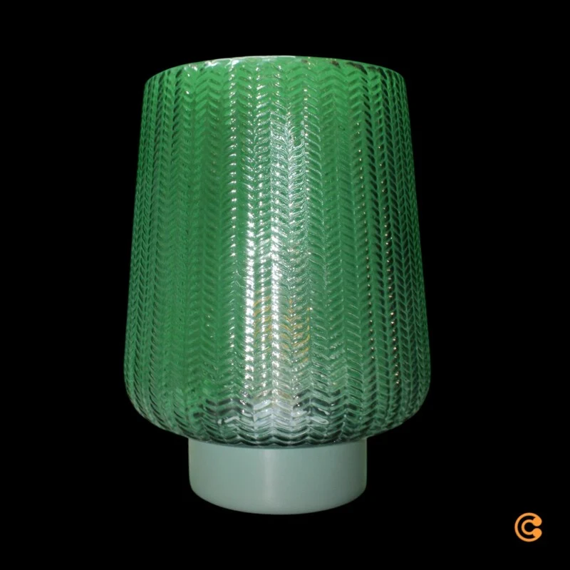 B-Ware Pauleen Tischleuchte Lampe E27 LED türkis Metall Glas Batteriebetrieb Schalter
