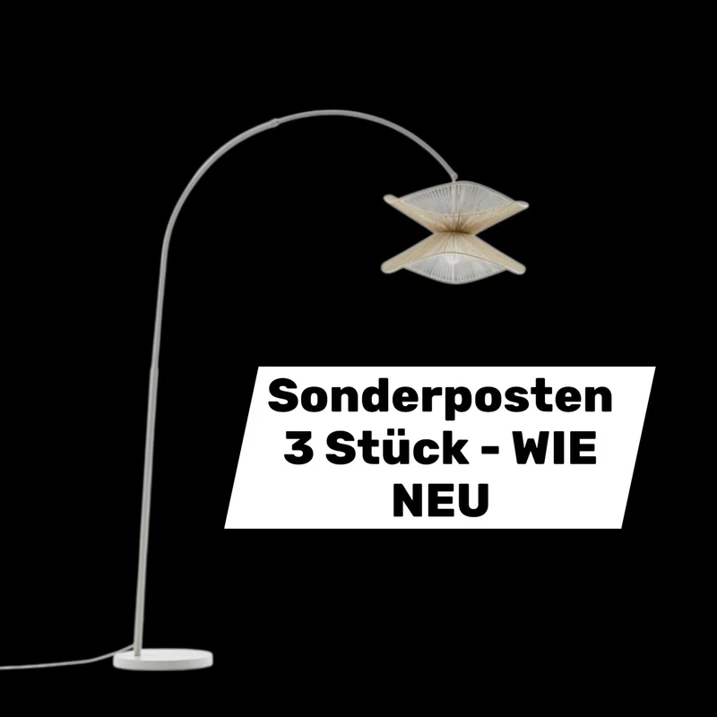 B-Ware Lindby Bogenleuchte Stehlampe Valdorin beige Papier 195 cm IP20 Lampe 3 STÜCK