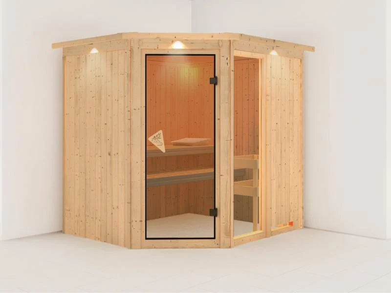 Fiona 2 - Karibu Sauna ohne Ofen - mit Dachkranz -