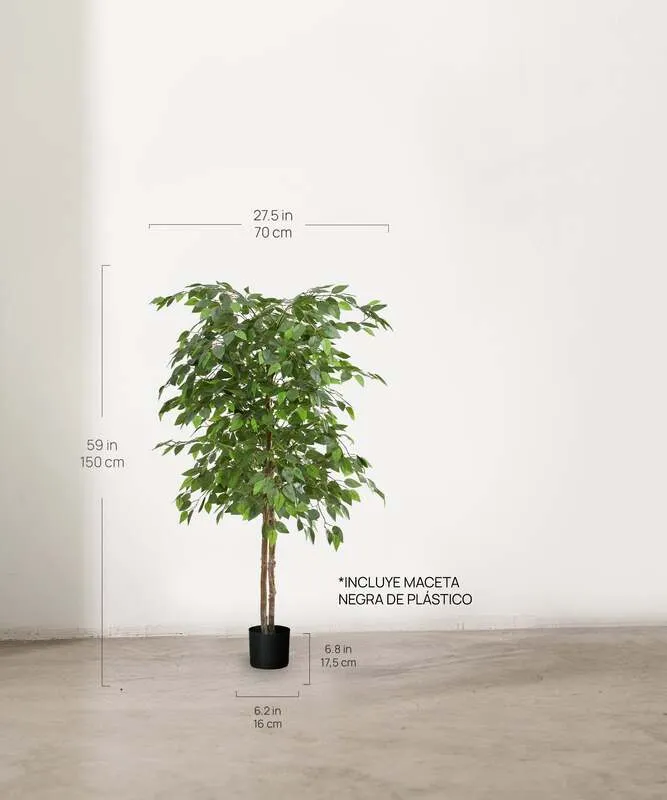 B-Ware Maia Shop Künstliche 2 Baumkronen Ficus Kunstpflanze Wohnzimmer Dekoration 150cm