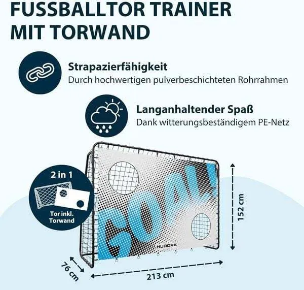 B-Ware HUDORA Fußballtor Torwand Trainer Goal Fußballnetz Familie Outdoor Spiel10