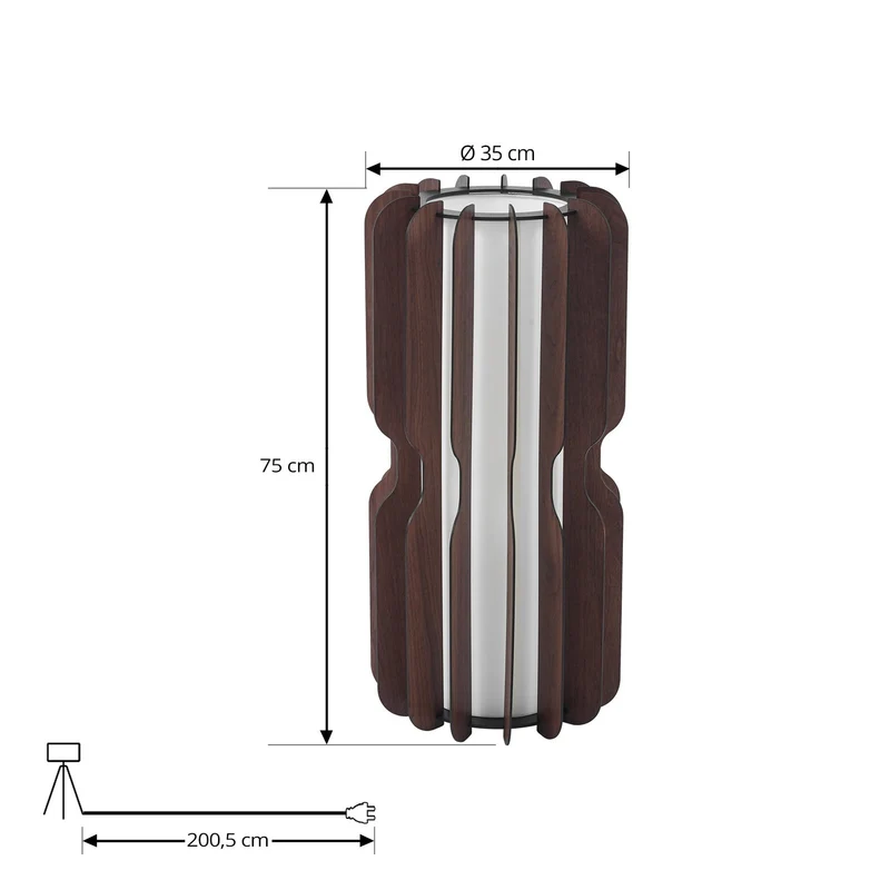 B-Ware Lucande Stehleuchte Juneta Standleuchte Stehlampe 75 cm braun Holz Textil459