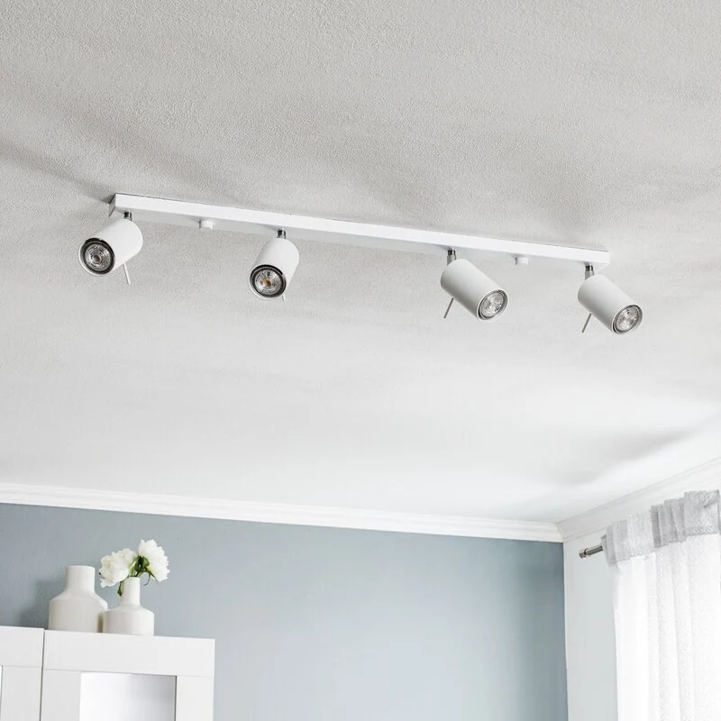 B-Ware Euluna Deckenstrahler Round, Lampe Leuchte Deckenlampe weiß vierflammig linear