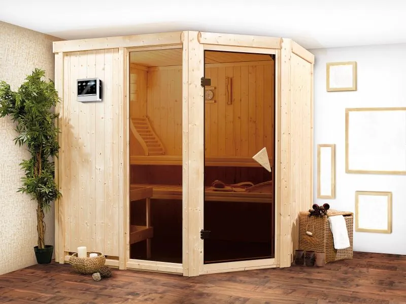 Fiona 2 - Karibu Sauna inkl. 9-kW-Bioofen - ohne Dachkranz -
