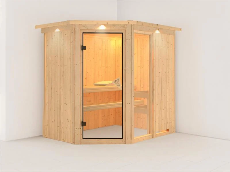 Fiona 1 - Karibu Sauna ohne Ofen - mit Dachkranz -