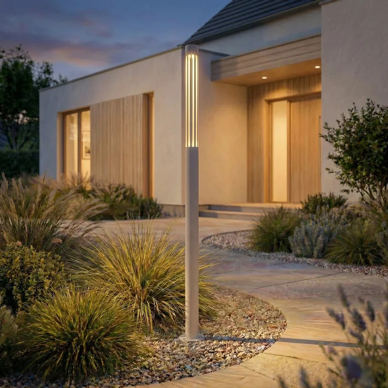 B-Ware Lindby Wegeleuchte Gartenlampe LED Außenleuchte Fjorya grau IP65 90 cm Warmweiß