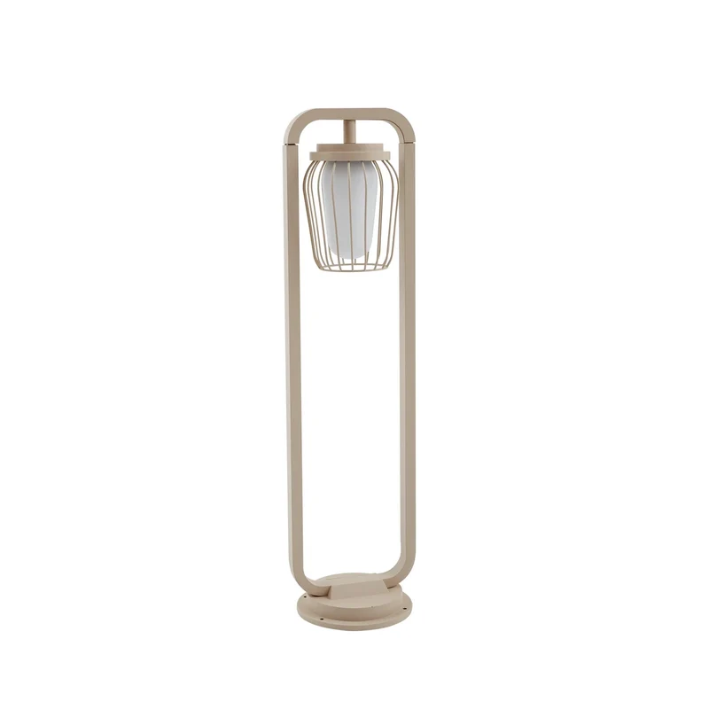 B-Ware Lucande Wegeleuchte Außenleuchte Chandan beige Metall IP54 90 cm Gartenleuchte