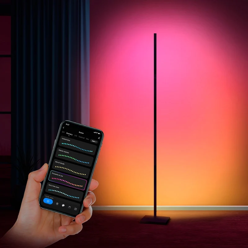 B-Ware Calex Stehleuchte Wandleuchte LED Smart WLAN RGB CCT faltbar schwarz