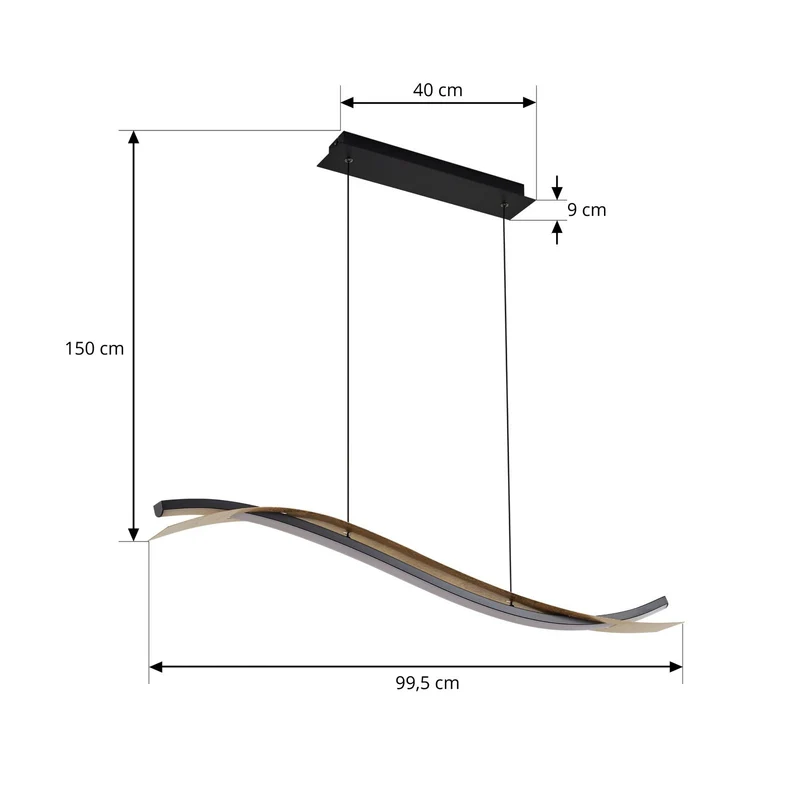 B-Ware Lucande LED-Hängeleuchte Pendelleuchte Alevia schwarz gold CCT dimmbar