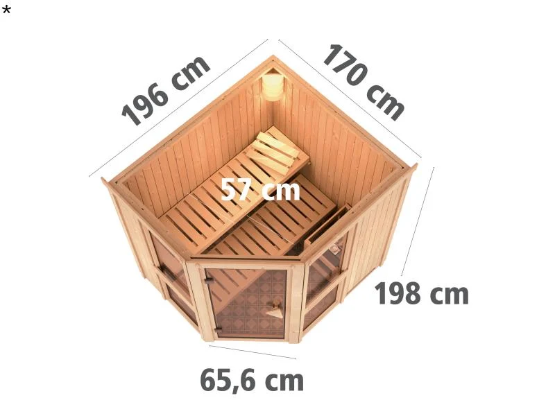 Amelia 1 - Karibu Sauna ohne Ofen - ohne Dachkranz -