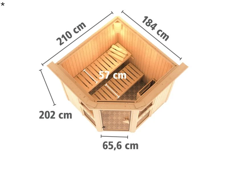 Amelia 1 - Karibu Sauna ohne Ofen - mit Dachkranz -