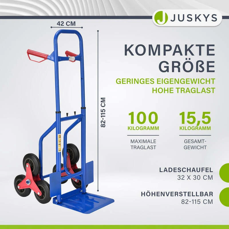 B-Ware Treppensackkarre Treppenkarre klappbar bis 100 kg Stahl Kunststoff blau rot