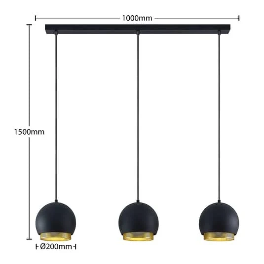 B-Ware Lucande Sivanel Hängeleuchte Hängeleuchte Lampe Leuchte dreiflammig gold schwarz