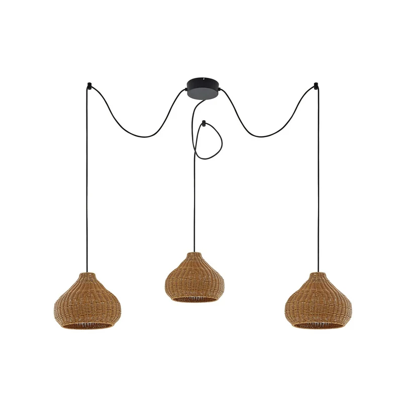 B-Ware Lucande Außenhängelampe Pendelleuchte Außenlampe Rattan Leuchte IP44 3-flammig
