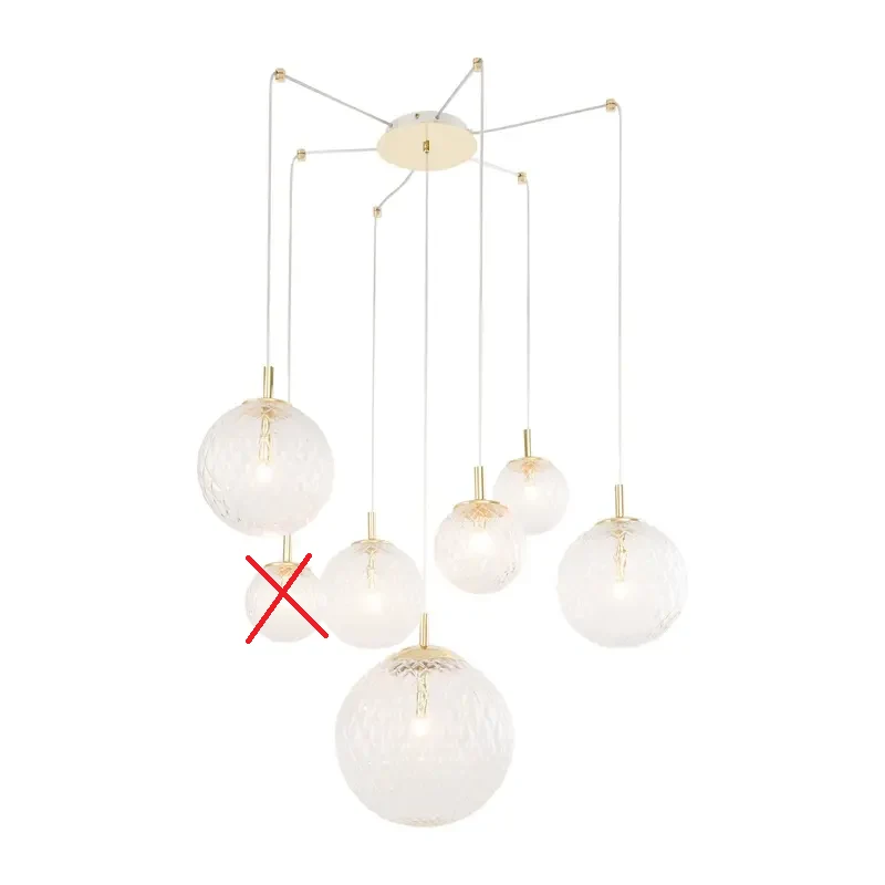 B-Ware TK Lighting Pendelleuchte Cadix VII Glas siebenflammig UNVOLLSTÄNDIG SIEHE TEXT