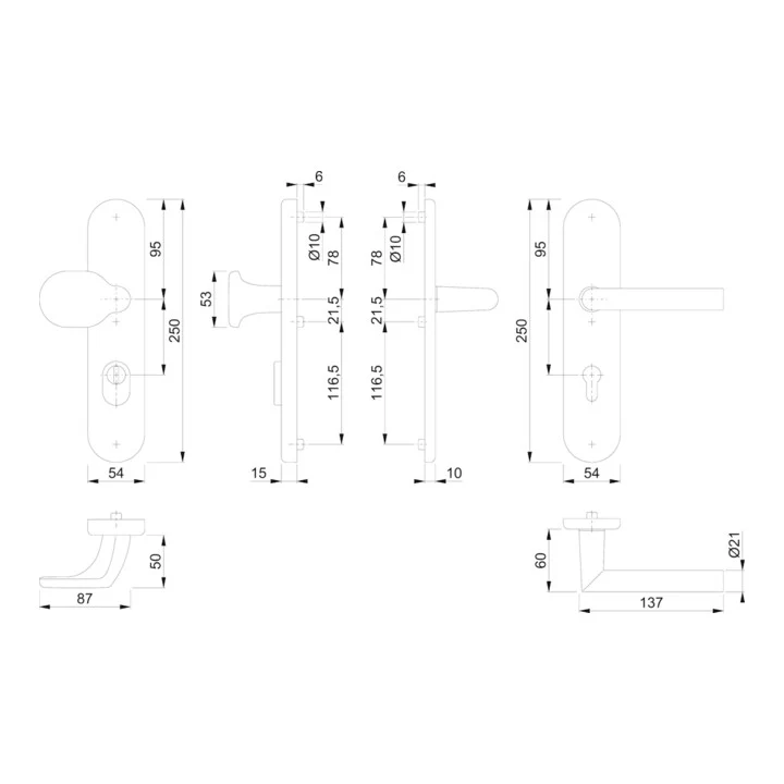 B-Ware Hoppe Schutzgarnitur 86G/3332ZA/3310/14 Türbeschlag Aluminium F1 PZ 92mm 67-72mm