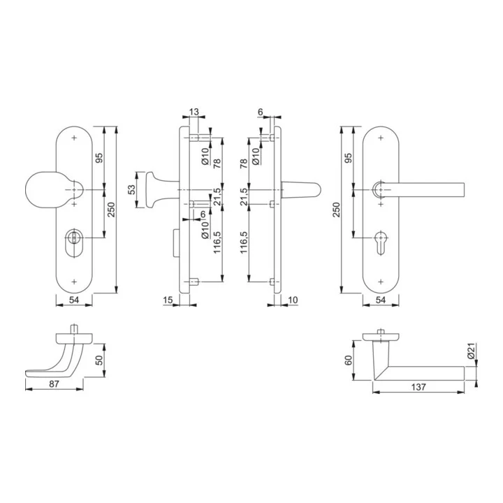 B-Ware Hoppe Schutzgarnitur 86G/3332ZA/3310/14 Türbeschlag Aluminium F1 PZ 92mm 67-72mm