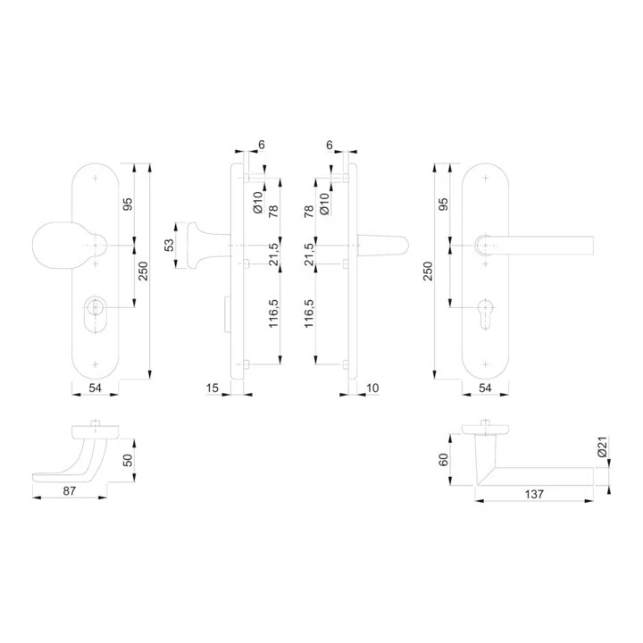 B-Ware Hoppe Schutzgarnitur 86G/3332ZA/3310/14 Türbeschlag Aluminium F1 PZ 92mm 67-72mm