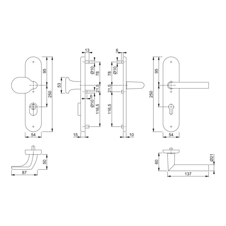 B-Ware Hoppe Schutzgarnitur 86G/3332ZA/3310/14 Türbeschlag Aluminium F1 PZ 92mm 67-72mm