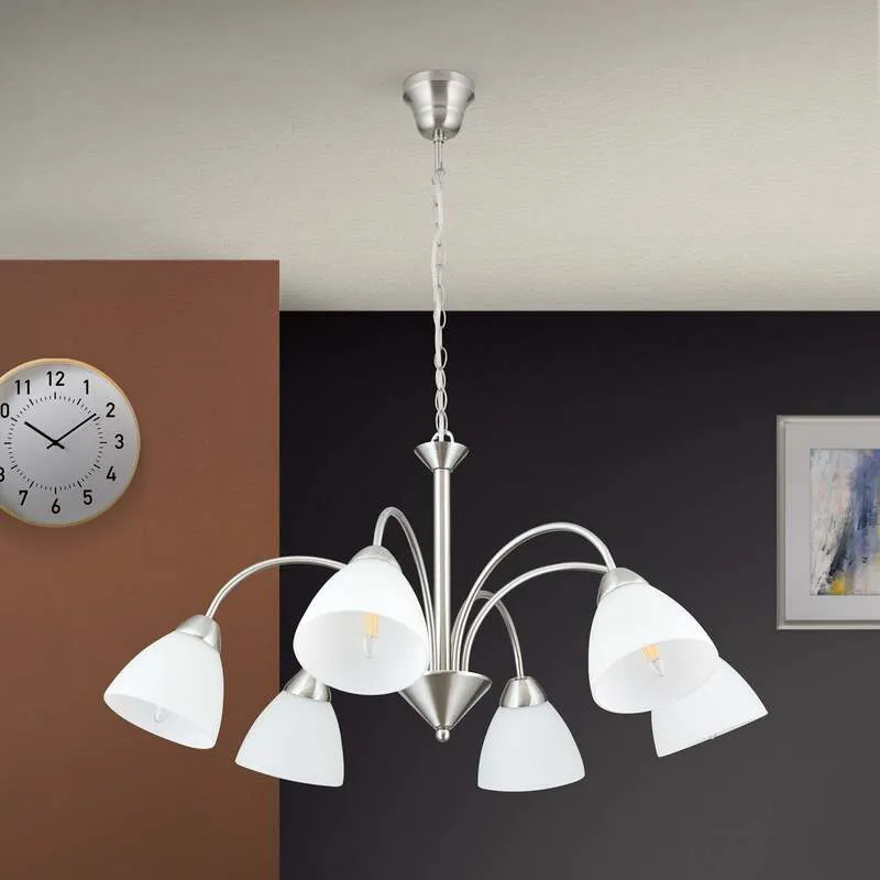 B-Ware Hängeleuchte Kinga Hängeleuchte Lampe Leuchte Deckenlampe 6-flammig E14 nickel
