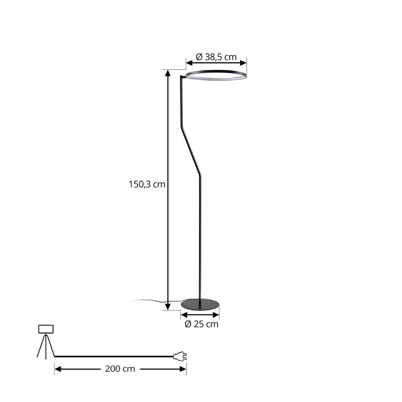 B-Ware Lindby Stehlampe Stehleuchte LED Bogenlampe Rayon mattschwarz Metall Aluminium