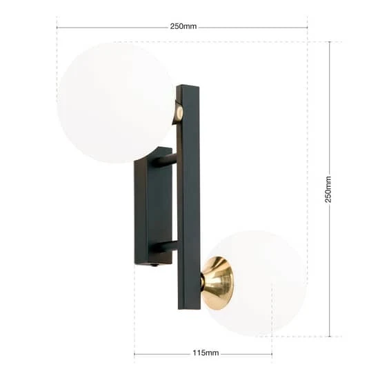 B-Ware Orion Wandleuchte Wandleuchte Lampe Leuchte Snowwhite mit Glaskugeln, schwarz 20