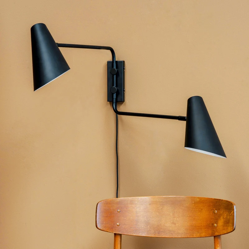 B-Ware Dyberg Larsen Wandlampe Leuchte Cale schwarz Metall 2flg
