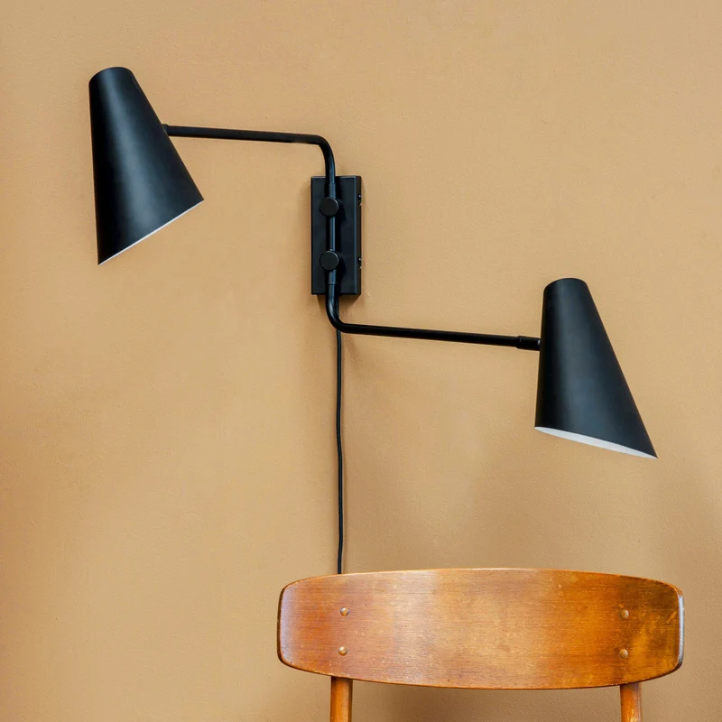 B-Ware Dyberg Larsen Wandlampe Leuchte Cale schwarz Metall 2flg